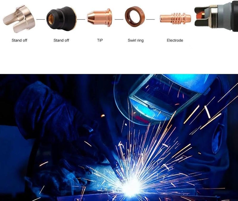 Hasweld fits Harbor Freight Titanium Plasma65 TI-PC65 iPT-65 56255 56811 59182 58895 59164 Plasma cutter consumables Nozzles Electrodes Cups kits (23pk tips Kits) - Image 3